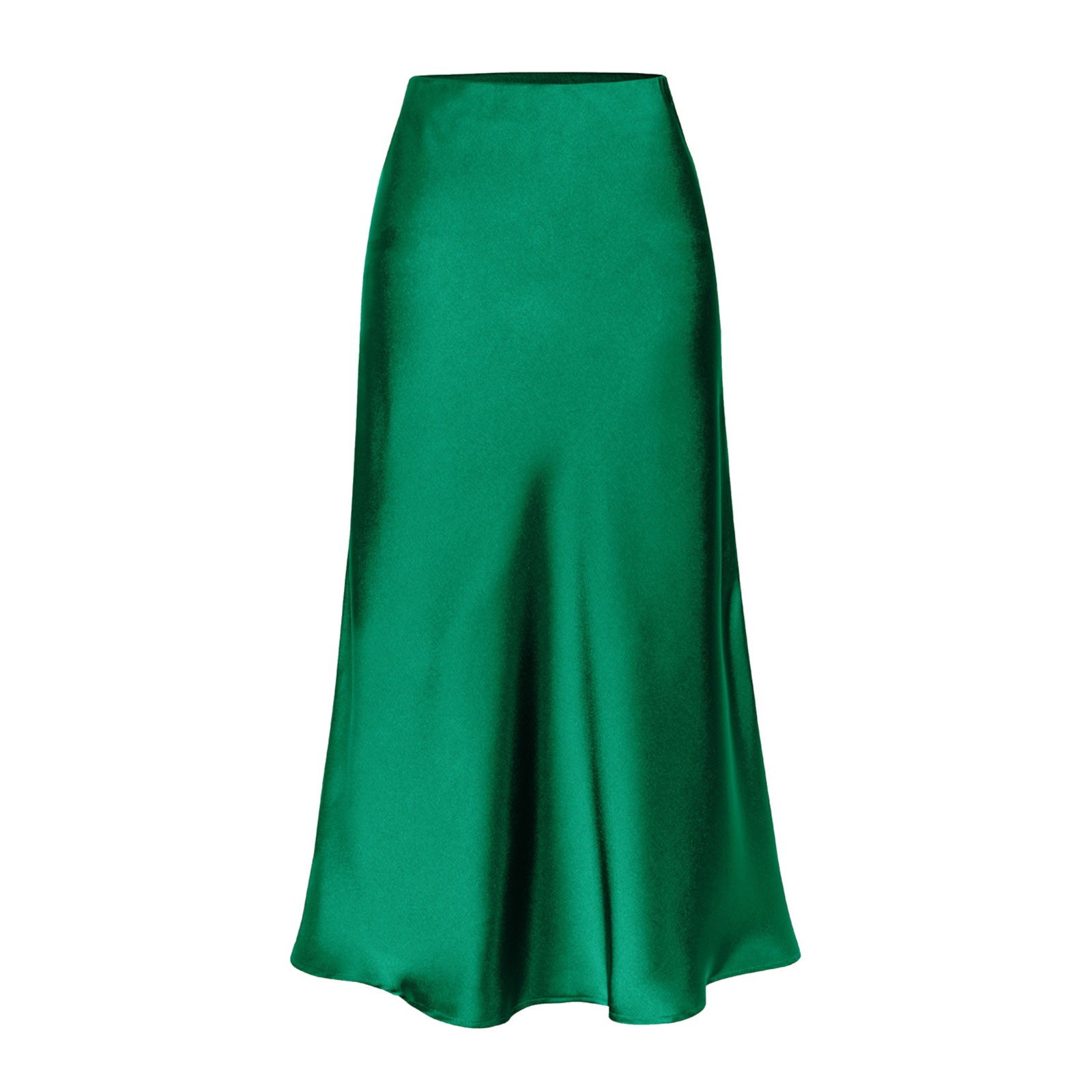 thumbnail image 5 of Falda de satén de cintura alta para mujer - Minifalda evasé con cintura elástica y cremallera - Elegante para fiestas/oficina - Tejido de satén S-XL, 5 of 5